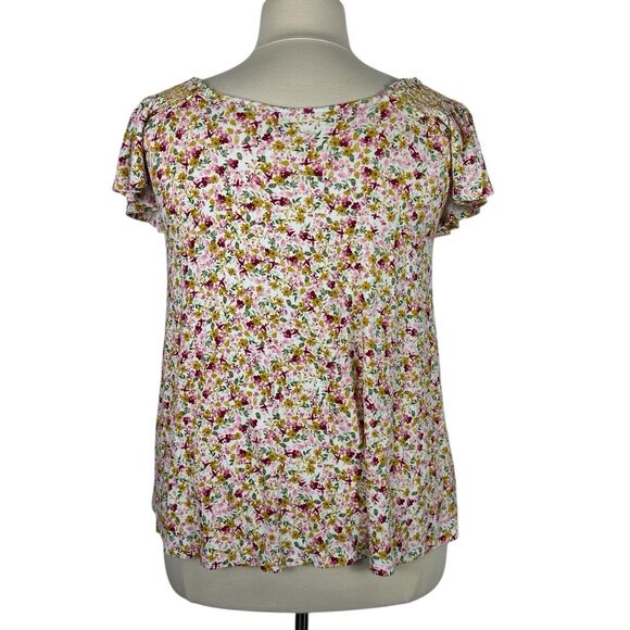 Torrid Top Women Size 1X Super Soft Smocked Flutter Sleeve Floral Cottagecore - Picture 4 of 13